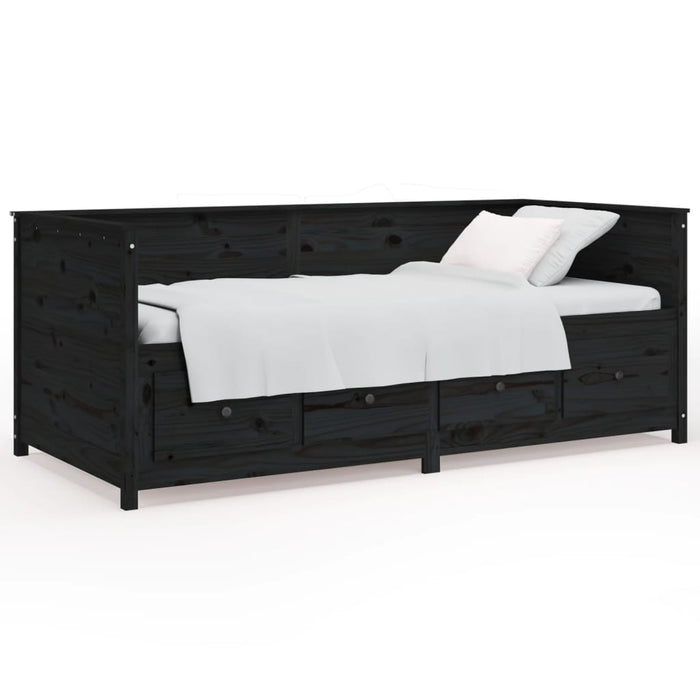 Dormeuse Nera 90x190 cm in Legno Massello di Pino cod mxl 58311