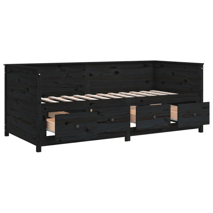 Dormeuse Nera 90x190 cm in Legno Massello di Pino cod mxl 58311