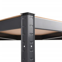 Mensola Angolare 4 Ripiani Antracite Acciaio Legno Multistrato 152853