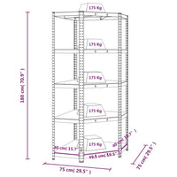 Mensola Angolare 5 Strati Blu in Acciaio e Legno Multistrato 152873