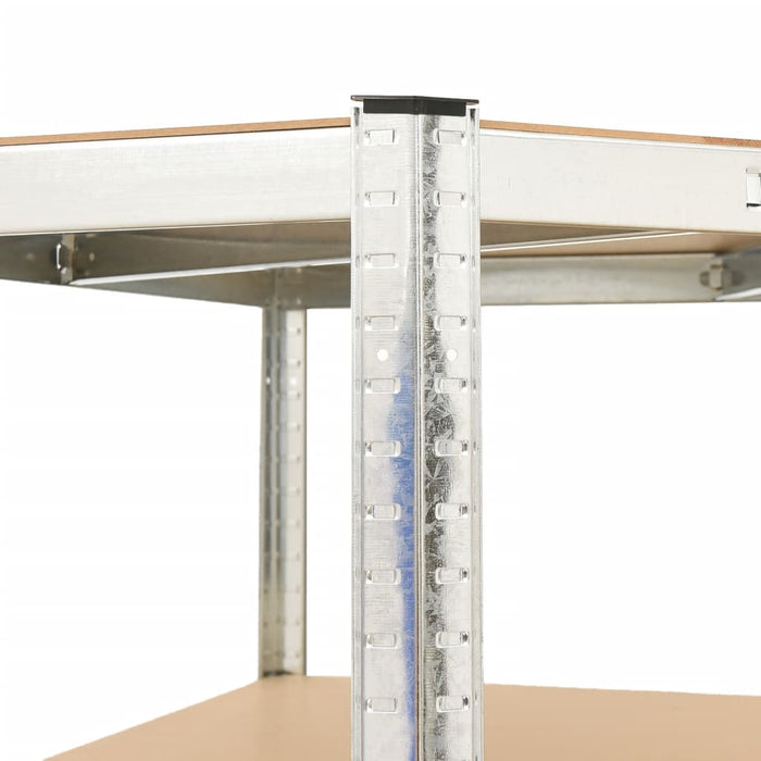 Scaffale Angolare Resistente 5 Strati Argento Acciaio e Legno 152880