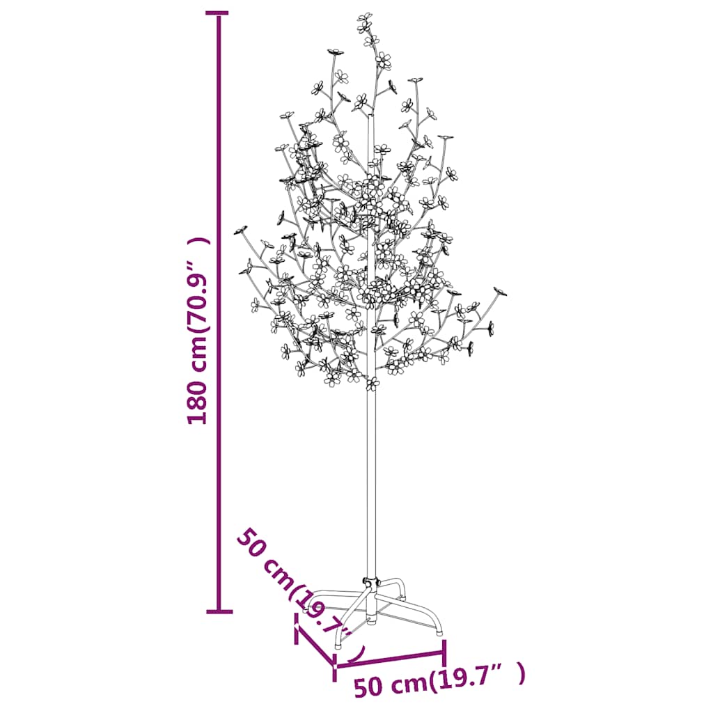 Albero di Ciliegio con 200 LED Bianco Caldo 180 cm 345132