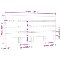 Testiera per Letto 140x3x80 cm in Legno Massello di Pino