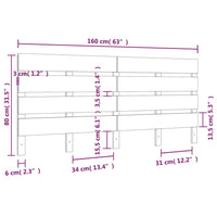 Testiera per Letto 160x3x80 cm in Legno Massello di Pino cod mxl 40894