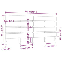 Testiera per Letto Bianca 160x3x80 cm in Legno Massello di Pino 821353