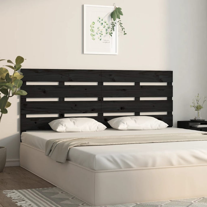 Testiera per Letto Nera 135x3x80 cm in Legno Massello di Pino 821376