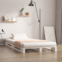Letto a Pallet Bianco 90x200 cm in Legno Massello di Pino 821378
