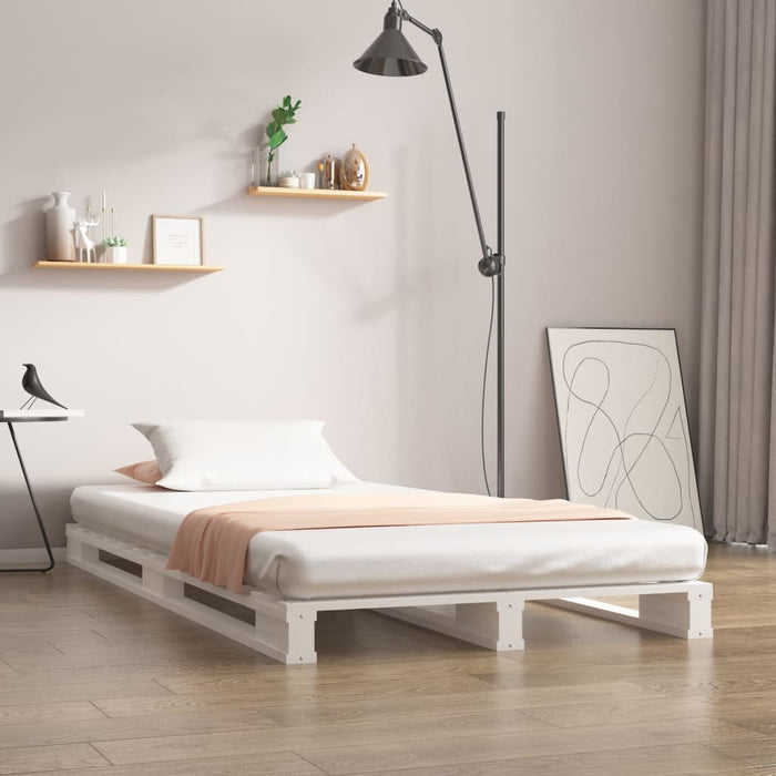 Letto a Pallet Bianco 90x200 cm in Legno Massello di Pino 821378