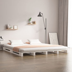 Letto a Pallet Bianco 180x200 cm Super King in Legno Massello 821408