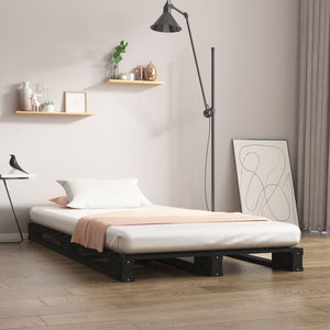 Letto a Pallet Nero 75x190 cm Small Single Legno di Pino 821421
