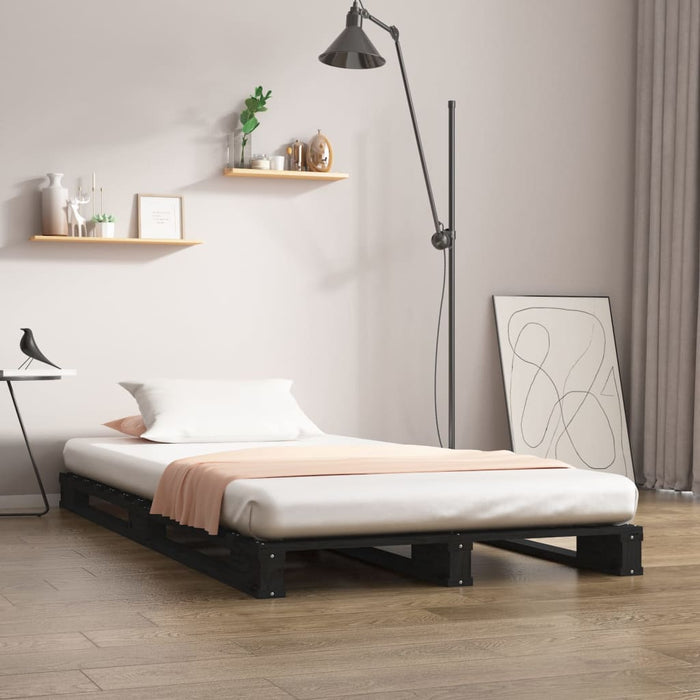 Letto a Pallet Nero 75x190 cm Small Single Legno di Pino 821421