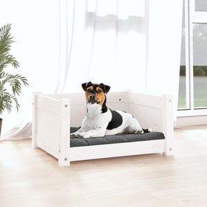 Letto per cani bianco 55,5x45,5x28 cm in legno di pino massiccio 821443