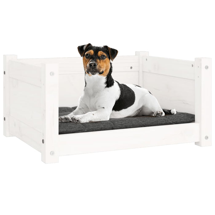 Letto per cani bianco 55,5x45,5x28 cm in legno di pino massiccio 821443