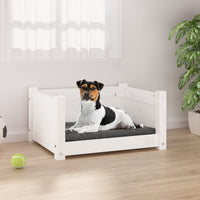 Letto per cani bianco 55,5x45,5x28 cm in legno di pino massiccio 821443