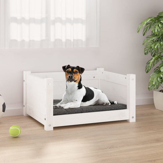 Letto per cani bianco 55,5x45,5x28 cm in legno di pino massiccio 821443