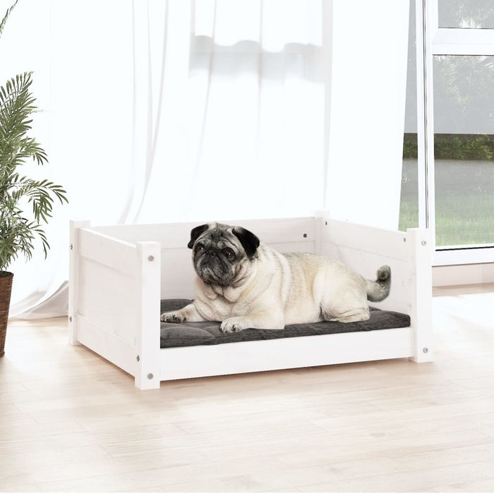 Letto per cani bianco 65,5x50,5x28 cm in legno di pino massiccio 821448