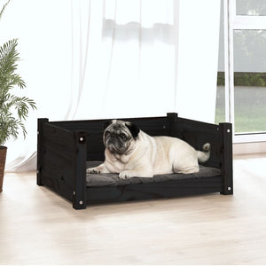 Cuccia per Cani Nera 65,5x50,5x28cm in Legno Massello di Pino 821451