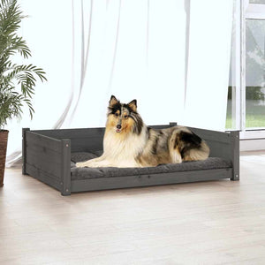 Cuccia per Cani Grigia 95,5x65,5x28cm in Legno Massello di Pino 821459