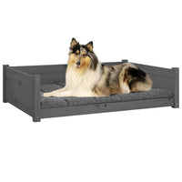 Cuccia per Cani Grigia 95,5x65,5x28cm in Legno Massello di Pino 821459