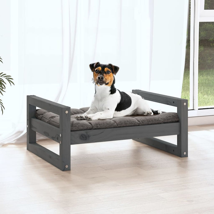 Cuccia per Cani Grigia 55,5x45,5x28cm in Legno Massello di Pino 821469