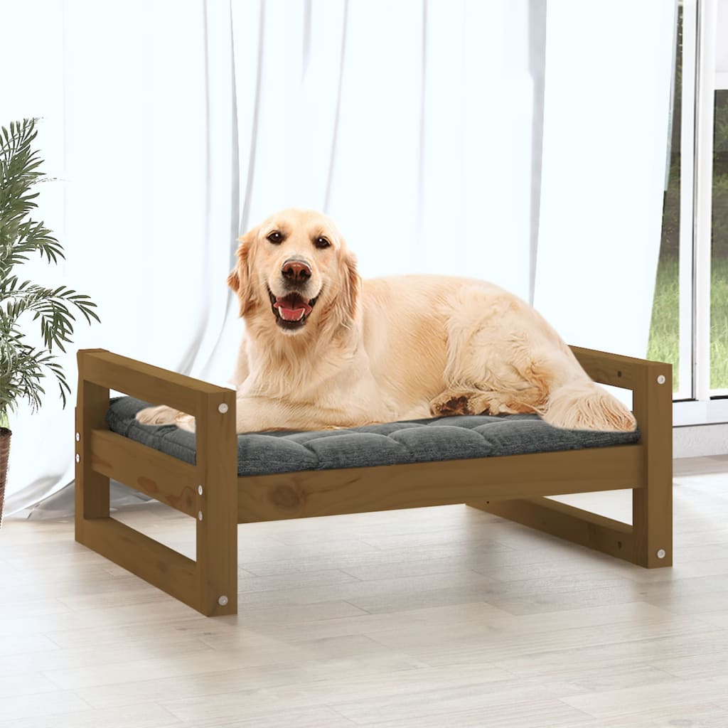 Cuccia per Cani ambra 75,5x55,5x28cm in Legno Massello di Pino 821480