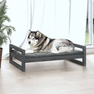 Cuccia per Cani Grigia 105,5x75,5x28 cm Legno Massello di Pino 821489