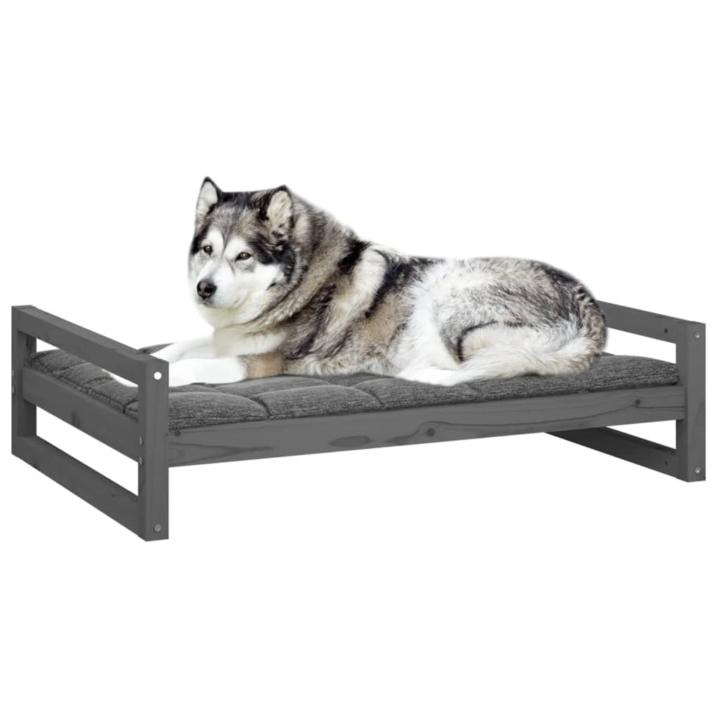 Cuccia per Cani Grigia 105,5x75,5x28 cm Legno Massello di Pino 821489
