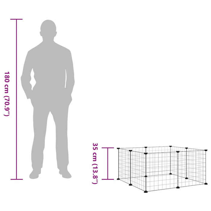 Gabbia per animali domestici a 8 pannelli nera 35x35 cm in acciaio 171621