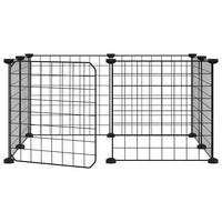 Gabbia per Animali 8 Pannelli con Porta Nero 35x35 cm Acciaio cod mxl 75276