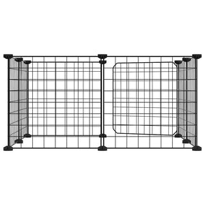Gabbia per Animali 8 Pannelli con Porta Nero 35x35 cm Acciaio cod mxl 75276