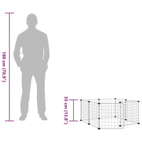 Gabbia per animali domestici a 8 pannelli con porta nera 35x35 cm in acciaio 171622