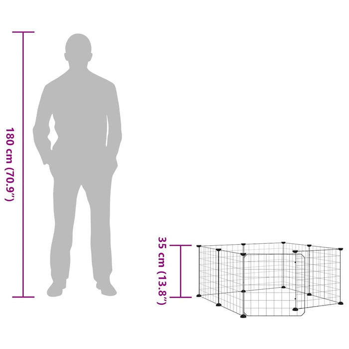Gabbia per animali domestici a 8 pannelli con porta nera 35x35 cm in acciaio 171622