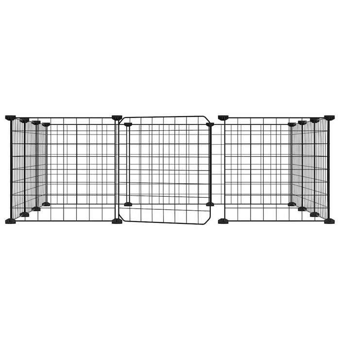 Gabbia per Animali 12 Pannelli con Porta Nero 35x35 cm Acciaio cod mxl 53795