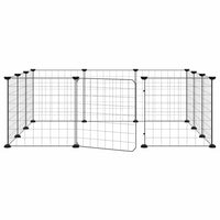 Gabbia per animali domestici a 12 pannelli con porta nera 35x35 cm in acciaio 171623