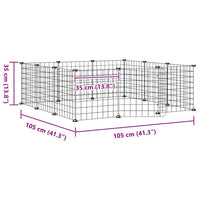 Gabbia per animali domestici a 12 pannelli con porta nera 35x35 cm in acciaio 171623