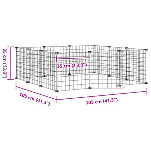 Gabbia per animali domestici a 12 pannelli con porta nera 35x35 cm in acciaio 171623