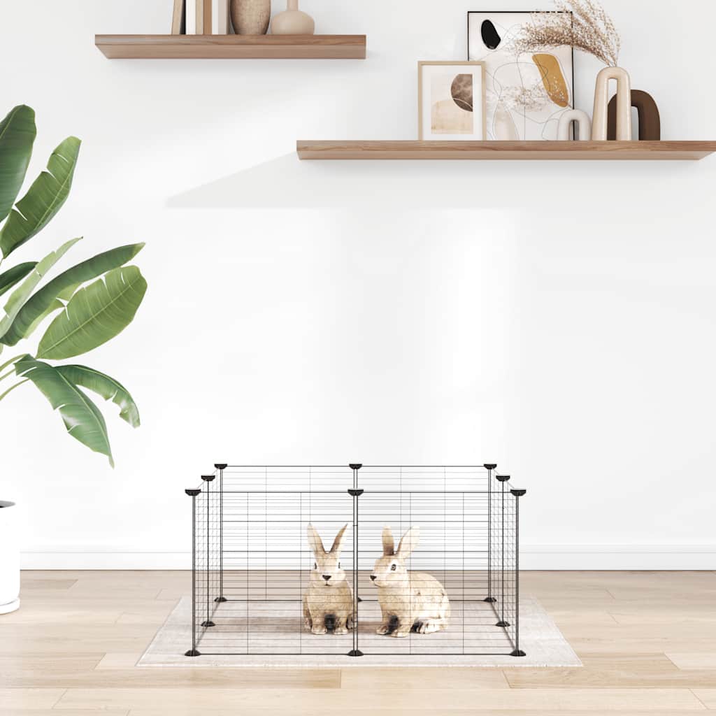 Gabbia per animali domestici a 8 pannelli nera 35x35 cm in acciaio 171624