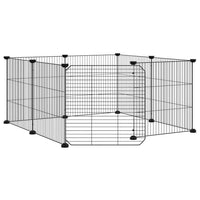 Gabbia per animali domestici a 8 pannelli con porta nera 35x35 cm in acciaio 171625