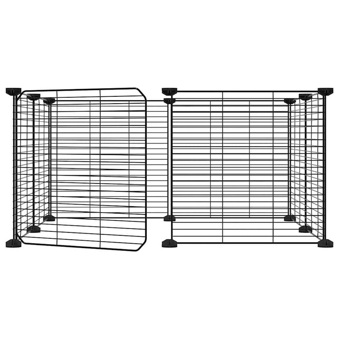Gabbia per Animali 8 Pannelli con Porta Nero 35x35 cm Acciaio cod mxl 75735
