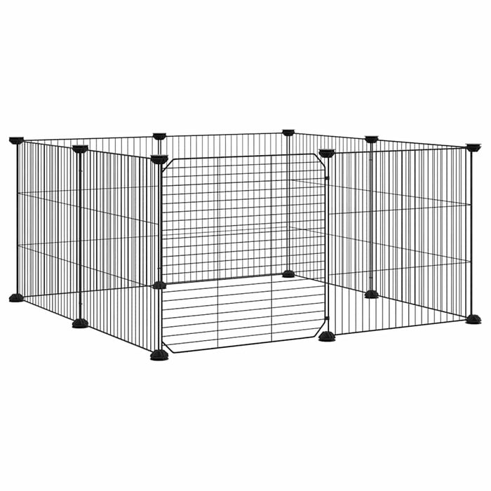 Gabbia per animali domestici a 8 pannelli con porta nera 35x35 cm in acciaio 171625