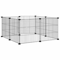Gabbia per animali domestici a 8 pannelli con porta nera 35x35 cm in acciaio 171625