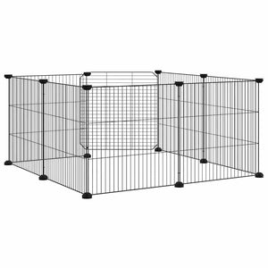 Gabbia per animali domestici a 8 pannelli con porta nera 35x35 cm in acciaio 171625