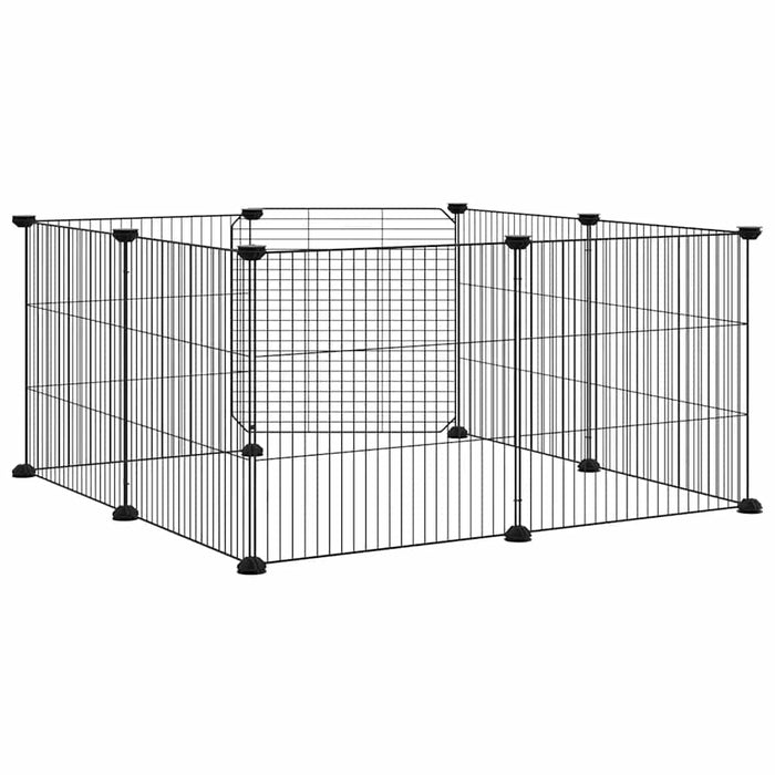 Gabbia per animali domestici a 8 pannelli con porta nera 35x35 cm in acciaio 171625