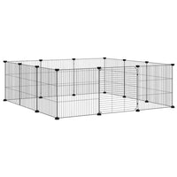 Gabbia per animali domestici a 12 pannelli con porta nera 35x35 cm in acciaio 171626