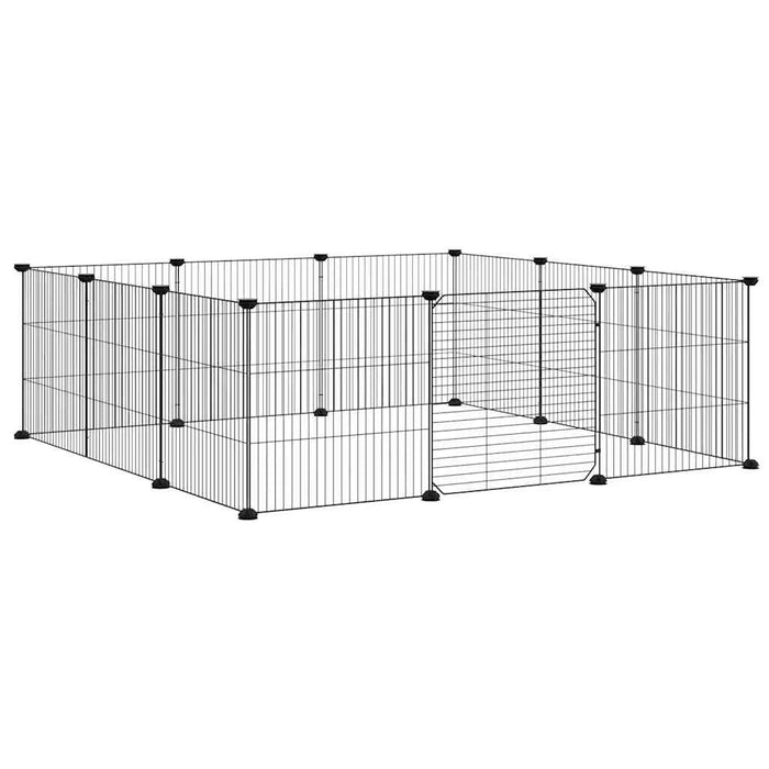 Gabbia per animali domestici a 12 pannelli con porta nera 35x35 cm in acciaio 171626