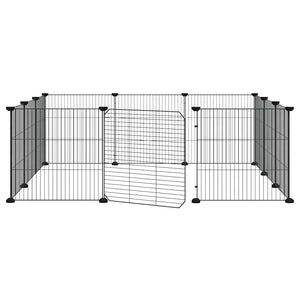 Gabbia per animali domestici a 12 pannelli con porta nera 35x35 cm in acciaio 171626
