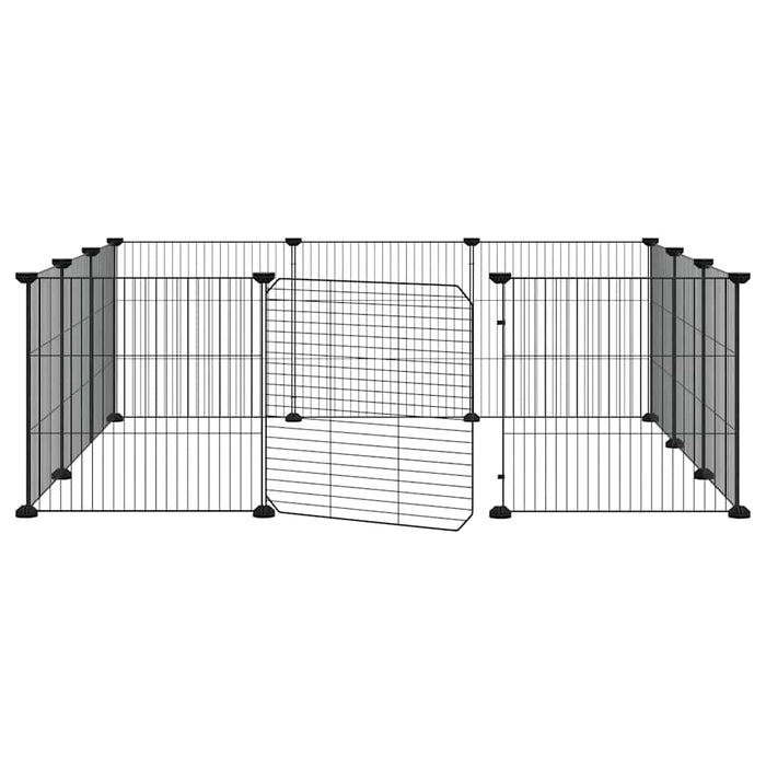 Gabbia per animali domestici a 12 pannelli con porta nera 35x35 cm in acciaio 171626