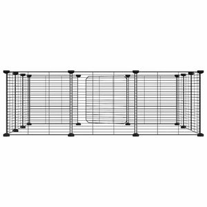 Gabbia per Animali 12 Pannelli con Porta Nero 35x35 cm Acciaio cod mxl 53723