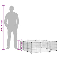 Gabbia per animali domestici a 12 pannelli con porta nera 35x35 cm in acciaio 171626