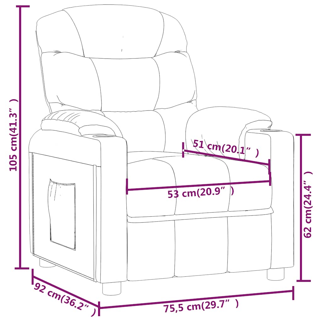 Poltrona reclinabile in tessuto marrone scuro 348075